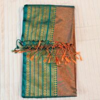Brocade Tissue Cotton Saree -Light Brown