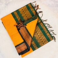 Kalyani Cotton Saree (Yellow & Green Cheque)
