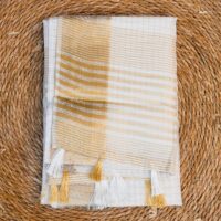 Pure Linen cotton with Checks White and Golden